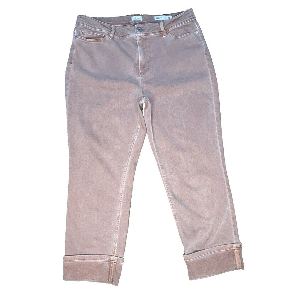 J.Jill Denim High Rise Cropped Women 12 Petite (12P) Rust Color Capri Stretch